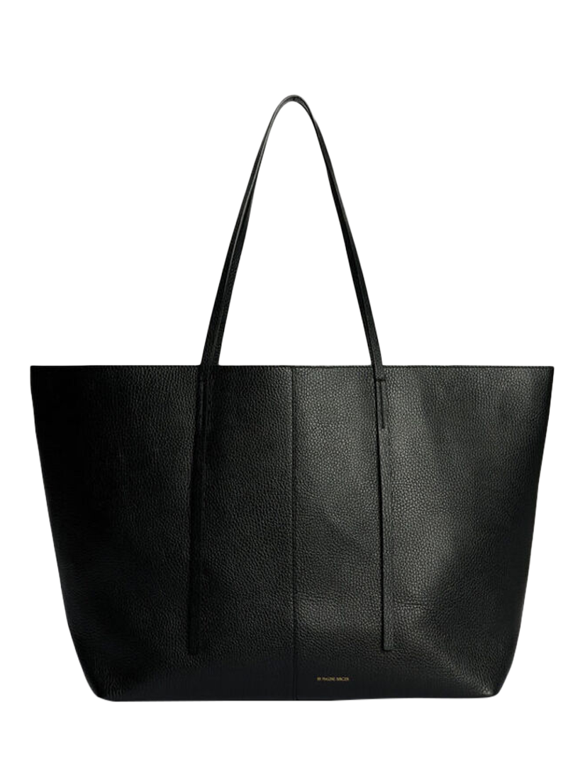 Product image 1 of 3, which shows By Malene Birger Abilla Leather Tote Bag, Black