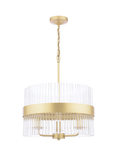 Laura Ashley Alexa 3 Arm Glass Rod Pendant Ceiling Light, Antique Brass