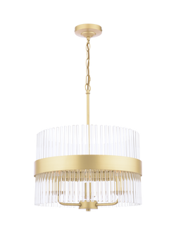 Laura Ashley Alexa 3 Arm Glass Rod Pendant Ceiling Light, Antique Brass, Metallic Brass