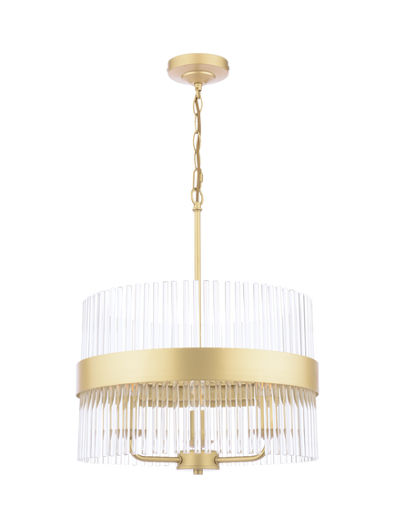 Laura Ashley Alexa 3 Arm Glass Rod Pendant Ceiling Light, Antique Brass, Metallic Brass