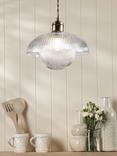 Laura Ashley Billham Ribbed Glass Pendant Ceiling Light, Antique Brass
