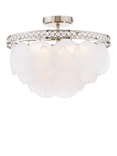 Laura Ashley Caverton Glass Scallop Shell Semi Flush Ceiling Light, Polished Nickel