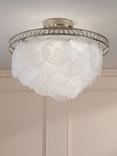 Laura Ashley Caverton Glass Scallop Shell Semi Flush Ceiling Light, Polished Nickel