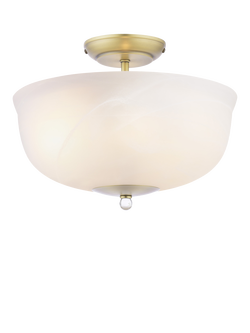 Laura Ashley Cossington Semi Flush Ceiling Light, Antique Brass, Metallic Brass