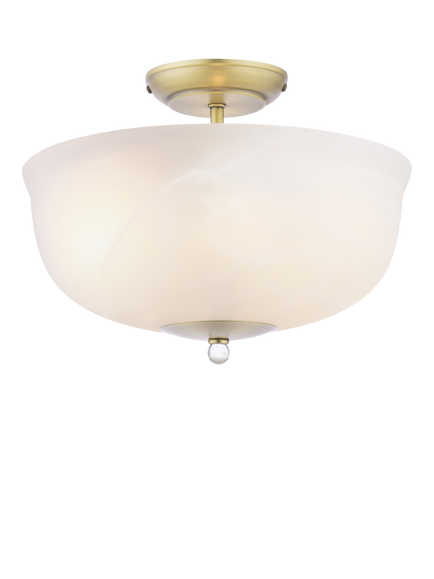 Laura Ashley Cossington Semi Flush Ceiling Light, Antique Brass, Metallic Brass