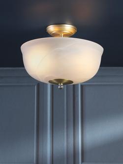 Laura Ashley Cossington Semi Flush Ceiling Light, Antique Brass - view 2, Metallic Brass