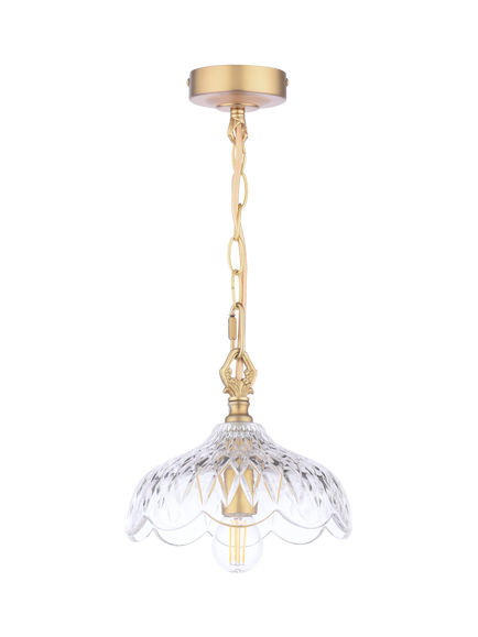 Laura Ashley Eversden Cut Glass Pendant Ceiling Light, Antique Brass, Metallic Brass