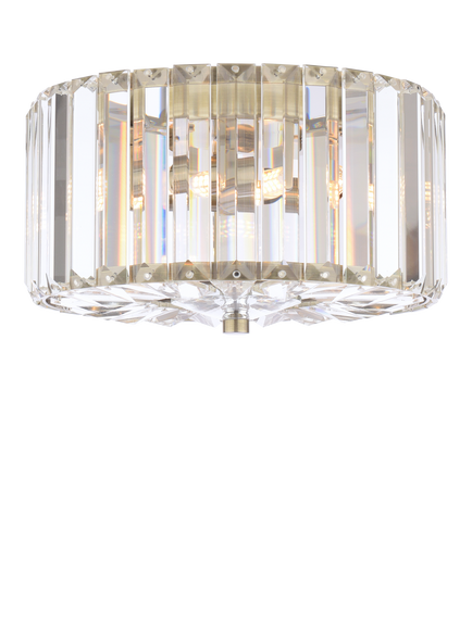 Laura Ashley Fernhurst Cut Glass Small Flush Ceiling Light, Antique Brass, Metallic Brass