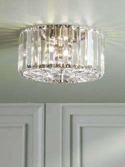 Laura Ashley Fernhurst Cut Glass Small Flush Ceiling Light, Antique Brass - view 2, Metallic Brass