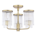 Laura Ashley Hilcote Glass Rods Semi Flush Ceiling Light, Matt Antique Brass