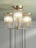 Laura Ashley Hilcote Glass Rods Semi Flush Ceiling Light, Matt Antique Brass