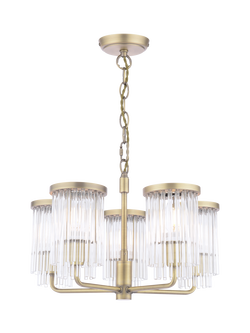 Laura Ashley Hilcote Glass Rods Pendant Ceiling Light, Matt Antique Brass, Metallic Brass