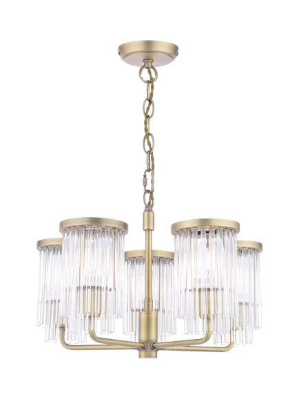 Laura Ashley Hilcote Glass Rods Pendant Ceiling Light, Matt Antique Brass, Metallic Brass