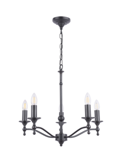 Laura Ashley Ludchurch 5 Arm Chandelier Ceiling Light, Black, Black