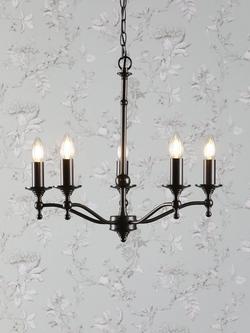 Laura Ashley Ludchurch 5 Arm Chandelier Ceiling Light, Black - view 2, Black
