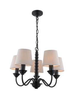 Laura Ashley Norbury 5 Arm Chandelier Ceiling Light, Black, Black Black
