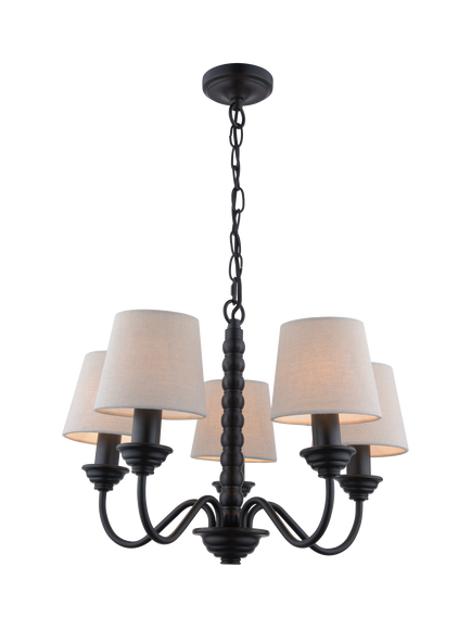 Laura Ashley Norbury 5 Arm Chandelier Ceiling Light, Black, Black Black