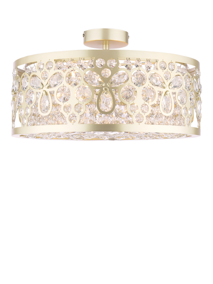 Laura Ashley Tilbrook Flush Ceiling Light, Champagne, Natural Champagne