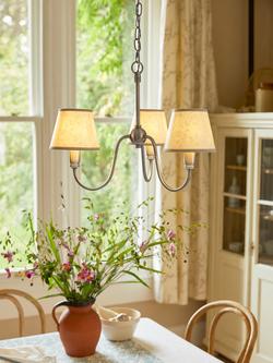 Laura Ashley Westbourne 3 Arm Pendant Ceiling Light, Pewter - view 2, Pewter
