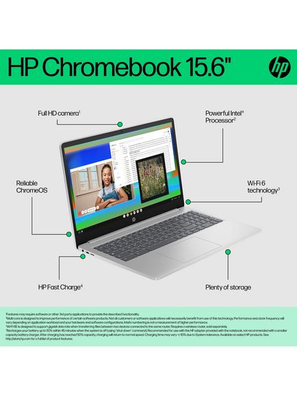 HP Chromebook 15a-nb0001na Laptop, Intel Core i3 Processor, 8GB RAM, 256GB, 15.6” Full HD, Natural Silver - view 2, Natural Silver