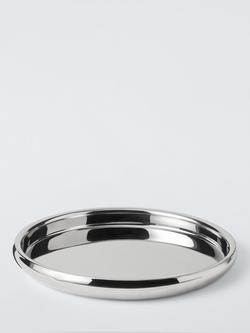 John Lewis Luxe Round Stainless Steel Mirror Tray, Silver