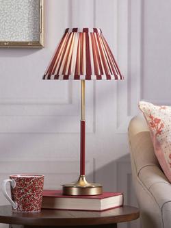 Laura Ashley Denwick Pleat Stripe Table Lamp, Claret - view 2, Red Claret