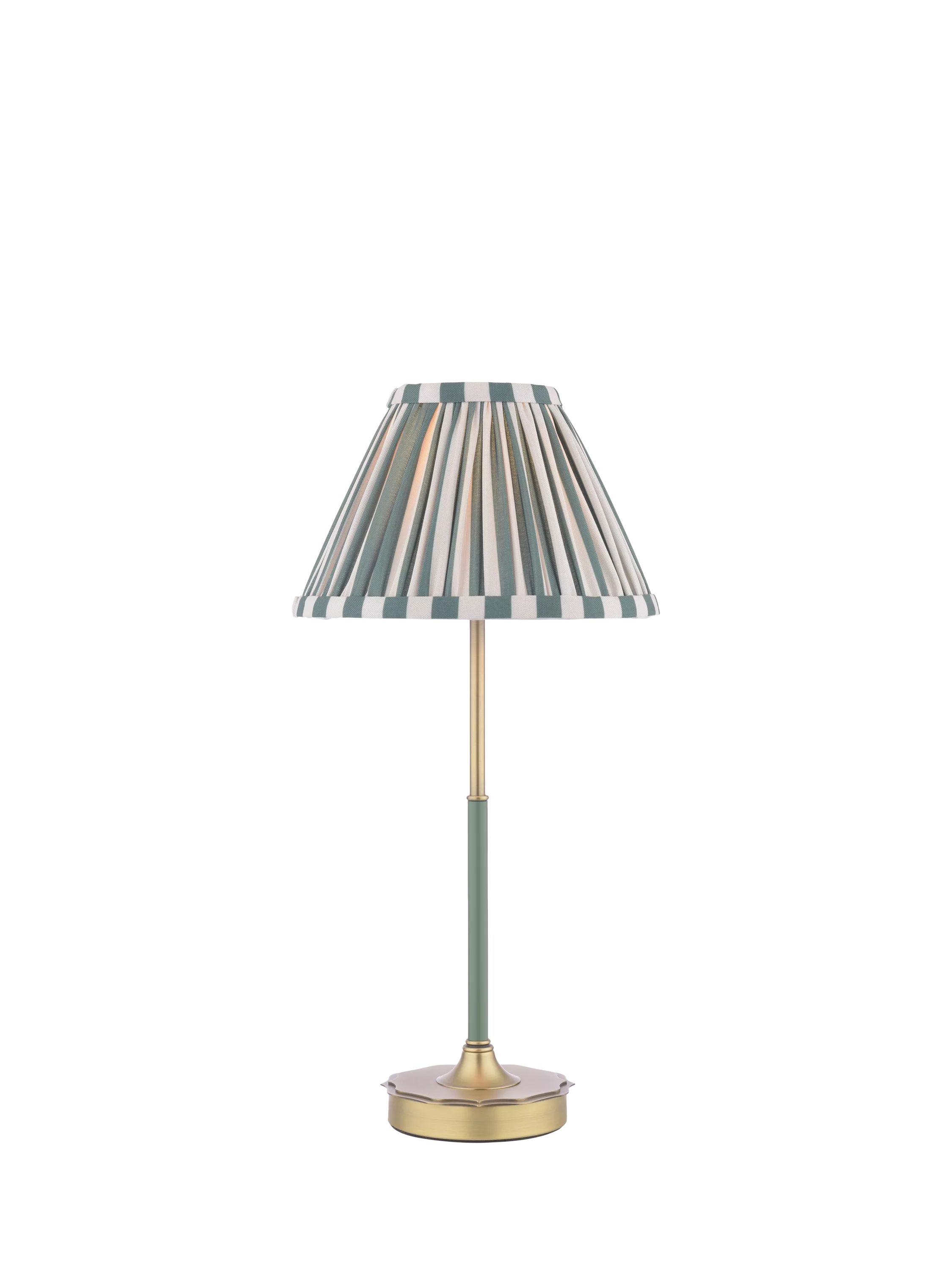 Laura Ashley Denwick Pleat Stripe Table Lamp, Olive Green