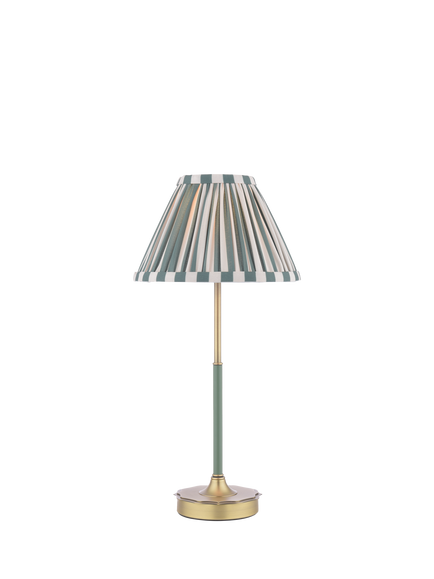 Laura Ashley Denwick Pleat Stripe Table Lamp, Olive Green, Green Olive