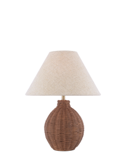 Laura Ashley Fernhill Small Rattan Table Lamp, Walnut Stain, Brown Dark
