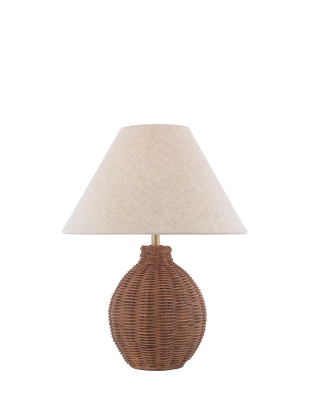 Laura Ashley Fernhill Small Rattan Table Lamp, Walnut Stain, Brown Dark