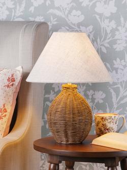 Laura Ashley Fernhill Small Rattan Table Lamp, Walnut Stain - view 2, Brown Dark