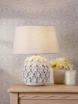 Laura Ashley Ingham Floral Ceramic Table Lamp, Off White - view 2, White Off White