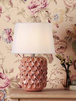 Laura Ashley Marwick Ceramic Table Lamp, Pink - view 2, Pink Light