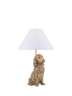 Laura Ashley Cocker Spaniel Dog Table Lamp, Gold, Gold Gold