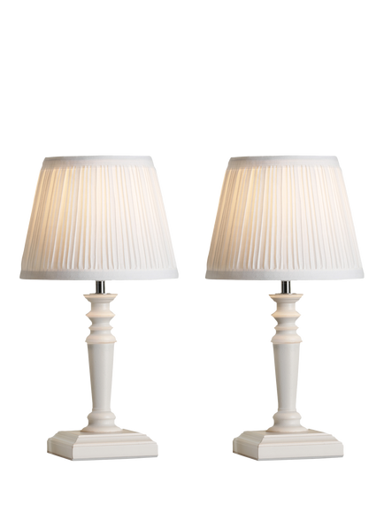 Laura Ashley Tate Table Lamp, Set of 2, Off White, White Off White