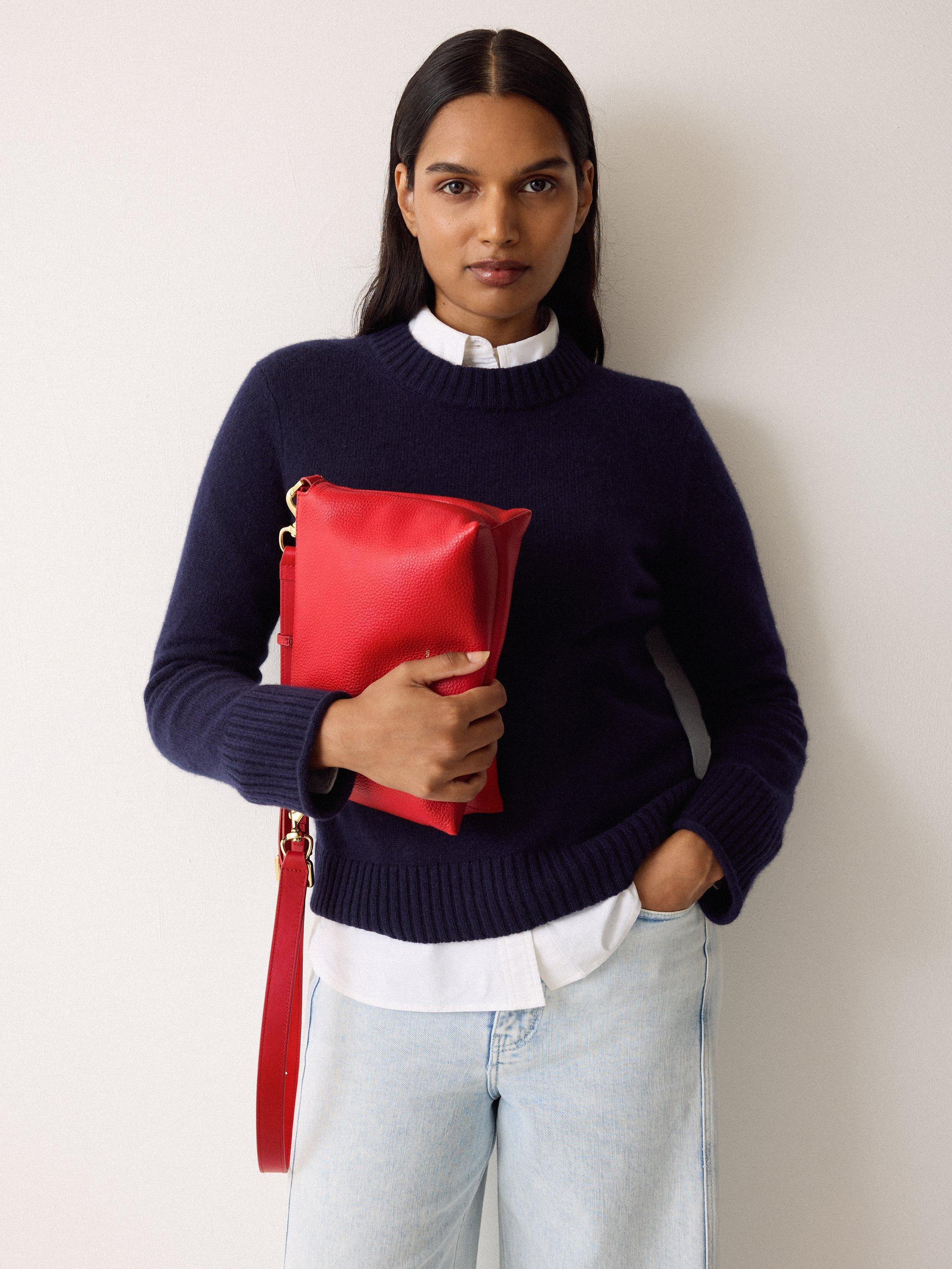 Product image 1 of 2, which shows Jigsaw Ava Pebble Leather Crossbody Bag, Red