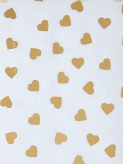 John Lewis Foil Hearts Tissue Paper, White/Gold - view 2, White/Gold