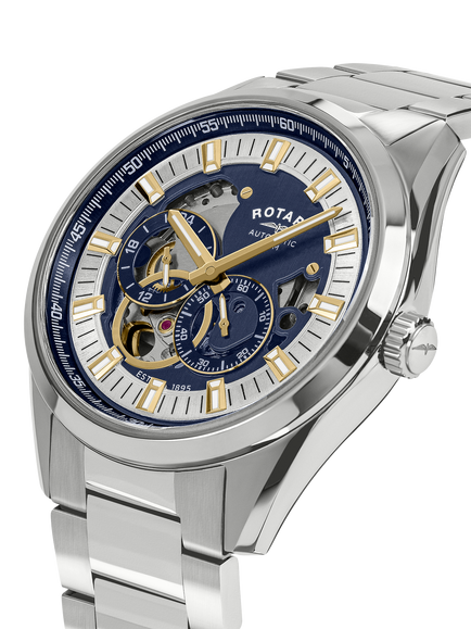 Rotary RGB10007/05 Men's Seamatic Eclipse Bracelet Strap Watch, Silver - view 2, Silver