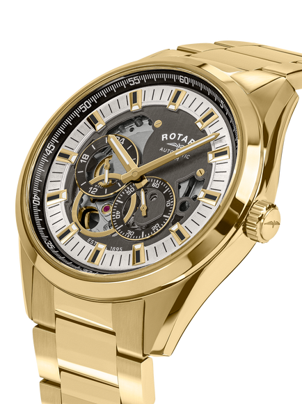 Rotary RGB10008/06 Men's Seamatic Eclipse Bracelet Strap Watch, Gold - view 2, Gold