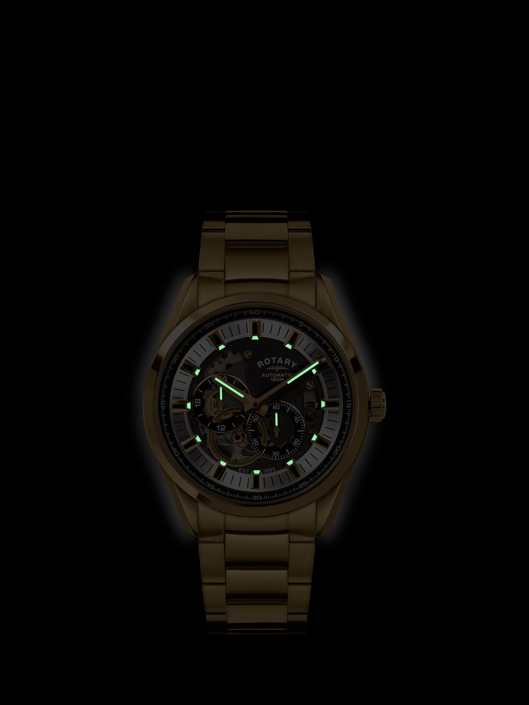 Product image 5 of 6, which shows Rotary RGB10008/06 Men's Seamatic Eclipse Bracelet Strap Watch, Gold
