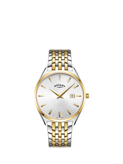 Rotary GB08011/02 Men's Ultra Slim Bracelet Strap Watch, Silver, Silver