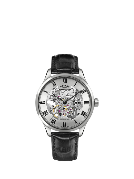 Rotary GS02940/06 Men's Greenwich Leather Strap Watch, Gold