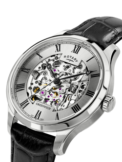 Rotary GS02940/06 Men's Greenwich Leather Strap Watch - view 2, Gold