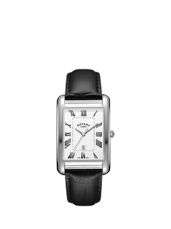 Rotary GS05750/01 Men's Heritage Astoria Leather Strap Watch, Black, Black