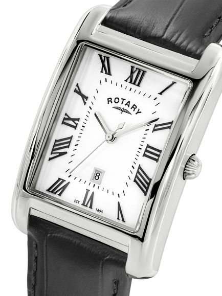 Rotary GS05750/01 Men's Heritage Astoria Leather Strap Watch, Black - view 2, Black