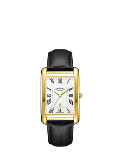 Rotary GS05753/01 Men's Heritage Astoria Leather Strap Watch, Black, Black