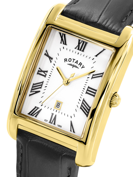 Rotary GS05753/01 Men's Heritage Astoria Leather Strap Watch, Black - view 2, Black