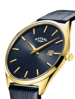 Rotary GS08013/05 Men's Ultra Slim Leather Strap Watch - view 2, Brown