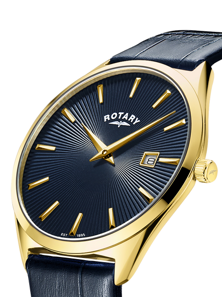 Rotary GS08013/05 Men's Ultra Slim Leather Strap Watch - view 2, Brown