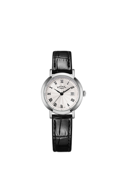 Rotary LS05420/01 Women's Heritage Leather Strap Watch, Silver